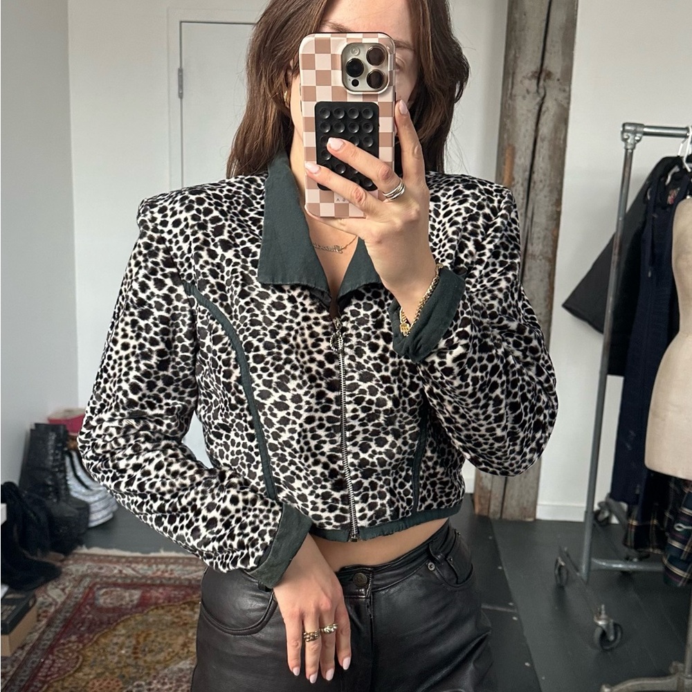 vintage 90’w Leopard Print Cropped Jacket